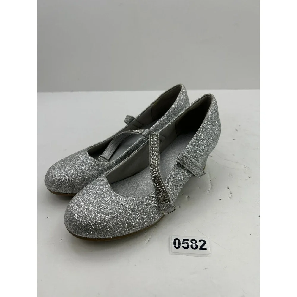Glitter Dress Shoes Girls Size 5 Silver